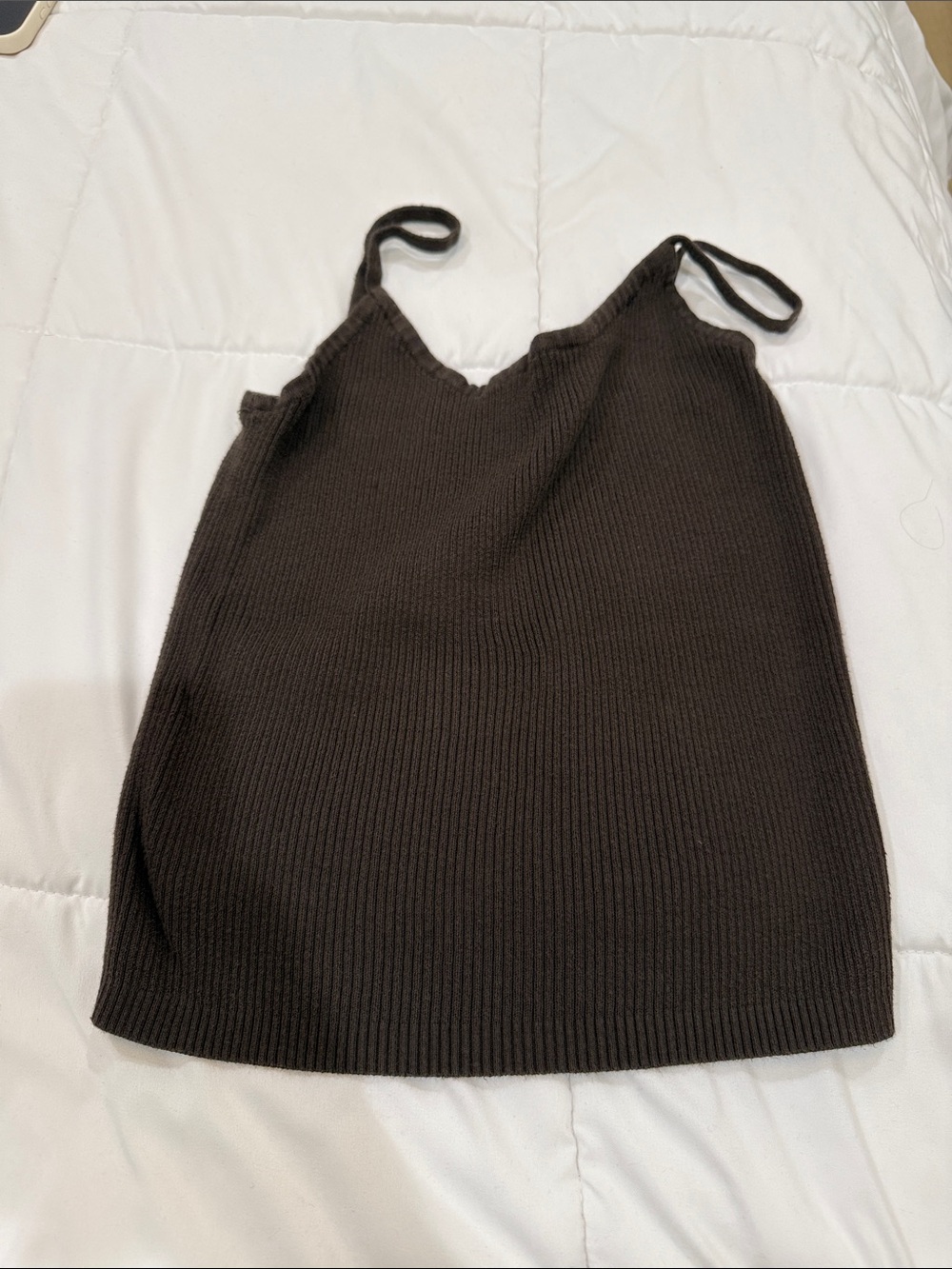 Brandy Melville Dark Brown Ribbed V-Neck Camisole